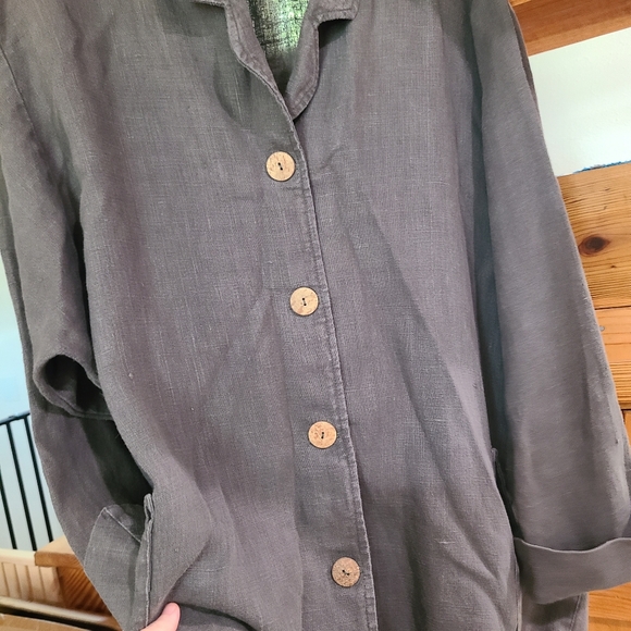 Yoon-A-Verse Mindful Wear Hemp Linen Shirt Jacket Shacket Size 3 Large Lagenlook - Picture 8 of 14
